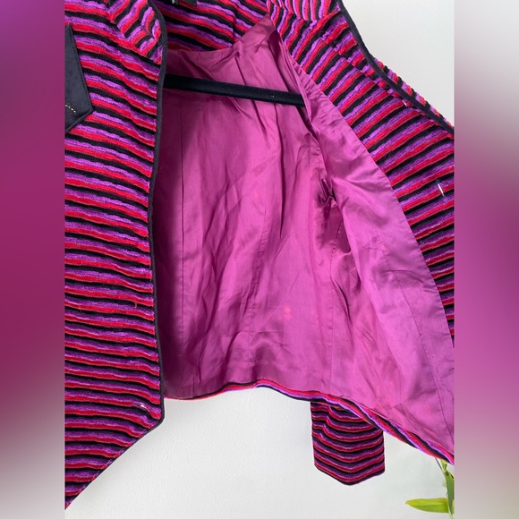 Velvet and metallic textured stripe jacket with tassel embellishment - Picture 13 of 17